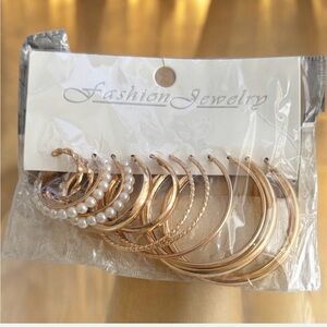 FREE With Purchase!! Gold and Pearl Hoop Earring Set
